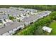 Aerial view showing modern townhomes with gray roofs and manicured lawns in a well-planned community at 2155 Cerulean Sky Dr, Lutz, FL 33558
