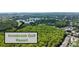 Overhead view showcasing Innisbrook Golf Resort with lush greenery and a serene lake, complemented by nearby residential homes at 3350 Fox Hunt Dr, Palm Harbor, FL 34683