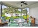 Relaxing screened porch with outdoor seating and views of the well-maintained yard at 4108 Woodtrail Blvd, New Port Richey, FL 34653
