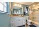 Bright renovated bathroom with a white vanity, updated shower, and stylish modern finishes at 4207 Northwind Ln, Tampa, FL 33624