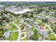 An aerial view of a residential neighborhood, showcasing single-story homes with pools and lush green landscaping at 5934 51St N Ave, Kenneth City, FL 33709
