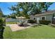 Backyard featuring a patio area with a fire pit and well-maintained artificial grass at 702 W Kentucky Ave, Tampa, FL 33603
