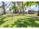 Expansive backyard featuring mature trees offering ample shade and natural beauty, as well as a fire pit at 7441 Cypress Dr, New Port Richey, FL 34653