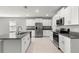 The kitchen has stainless appliances, granite countertops, and white cabinets at 8918 Parsons Hill Blvd, Wesley Chapel, FL 33545