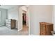 Cozy main bedroom with neutral walls, carpet, and a view into a walk-in closet at 10282 Echo Dock Loop, San Antonio, FL 33576
