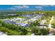 Aerial view of a residential neighborhood showcasing the property's location amidst trees and pond at 10399 Boyette Brook St, Riverview, FL 33569