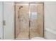 Modern tiled shower with grab bars and glass enclosure with toilet beside it at 12251 Duckett Ct, Spring Hill, FL 34610