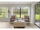 Inviting sitting area with cozy seating and large windows offering a view of the backyard at 12603 Corral Rd, Tampa, FL 33626