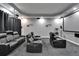 Home theater room featuring comfortable seating and a projector screen for the ultimate cinematic experience at 13102 Done Groven Dr, Dover, FL 33527