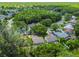 Wide aerial perspective showing a neighborhood with green lawns and many mature trees, offering a tranquil setting at 16138 Manorwood Cir, Tampa, FL 33624