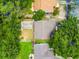 Overhead aerial shot revealing the layout of homes with private driveways and lush landscaping at 16138 Manorwood Cir, Tampa, FL 33624