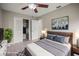 Staged bedroom showcasing a modern bed, closet, and stylish decor at 1848 68Th N Ave, St Petersburg, FL 33702