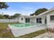 Backyard features pool, concrete patio and lawn at 1848 68Th N Ave, St Petersburg, FL 33702