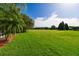 Serene view of the lush green golf course and expansive backyard, perfect for outdoor living and enjoying the natural beauty at 19309 Seacove Dr, Lutz, FL 33558