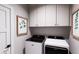 Laundry room featuring modern washer and dryer, cabinetry, and decor at 3005 1St N Ave, St Petersburg, FL 33713