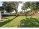 Lovely backyard featuring a well-maintained lawn, privacy fence, and mature trees providing ample shade at 399 Walnut Ct, Palm Harbor, FL 34683