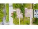 Birds-eye view of a home with a well-kept lawn and mature trees in a residential area at 4300 16Th N Ave, St Petersburg, FL 33713