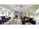 Spacious living room featuring a large window, comfortable seating, modern ceiling fan, and bright natural light at 4300 16Th N Ave, St Petersburg, FL 33713