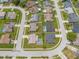 Aerial view showcases a home's well-maintained lawn and proximity to other homes in a peaceful neighborhood at 4530 Zack Dr, New Port Richey, FL 34653