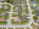 Aerial view of the neighborhood with the house featuring a pool at 4530 Zack Dr, New Port Richey, FL 34653