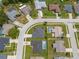 An aerial view of a property featuring a private backyard pool at 4530 Zack Dr, New Port Richey, FL 34653