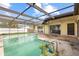 Screened-in pool with a view of the backyard at 7018 Arbor View Ln, New Port Richey, FL 34653