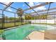 Screened-in pool with clear blue water and a patio area at 7018 Arbor View Ln, New Port Richey, FL 34653