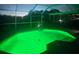 Backyard swimming pool lit with green lights at night. Great for a night swim! at 9702 Mary Robin Dr, Riverview, FL 33569