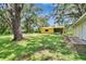 Spacious backyard with lush greenery and mature trees providing ample shade at 1110 Mercer Loop, Plant City, FL 33567