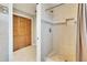 Tiled bathroom features shower, tiled accent, and closet at 1110 Mercer Loop, Plant City, FL 33567