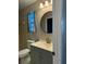 Bathroom featuring a shower, modern vanity, and round mirror at 11941 Skylake Pl # 11941, Temple Terrace, FL 33617