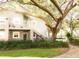 Exterior view of the building featuring a staircase and mature trees at 11941 Skylake Pl # 11941, Temple Terrace, FL 33617