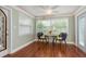 Sunlit dining room with dark hardwood floors and a table with views of the outdoors at 2005 Jefferson Ave, Dunedin, FL 34698