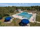 Aerial view of community pool with lap lanes and recreational swimming areas, perfect for relaxation and fitness at 2005 Jefferson Ave, Dunedin, FL 34698