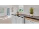 Kitchen with dark countertops, white cabinets, and a window to the outdoors at 4059 Orient Dr, Hernando Beach, FL 34607