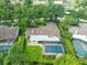 Aerial view highlighting the home, backyard with pool, and surrounding mature trees at 4209 Winding Willow Dr, Tampa, FL 33618