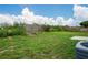 Spacious backyard featuring a green lawn and a wooden fence, ideal for outdoor activities at 456 Summer Sails Dr, Valrico, FL 33594