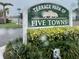 Terrace Park of Five Towns sign surrounded by lush greenery on a cloudy day at 5623 80Th N St # 406, St Petersburg, FL 33709