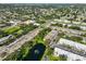 Aerial view of the property, showcasing its proximity to mature trees, landscaping, and convenient parking at 5695 40Th N Ave # 301, Kenneth City, FL 33709