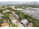A neighborhood aerial view showcasing tree-lined streets, and the proximity to city amenities at 711 S Bungalow Ter, Tampa, FL 33606