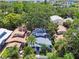Charming home exterior with a blue facade, complemented by lush trees and a white picket fence at 711 S Bungalow Ter, Tampa, FL 33606