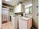 Functional laundry room provides a sink, storage cabinets, and a washer and dryer set at 760 Capri Blvd, Treasure Island, FL 33706