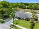 Aerial view of a landscaped property showcasing a private backyard with a kidney-shaped pool at 9109 134Th Way, Seminole, FL 33776