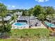 Overhead view of a charming home with a kidney-shaped pool, lush landscaping, and a fenced-in backyard at 9109 134Th Way, Seminole, FL 33776