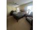 Spacious bedroom featuring carpeted floors, a ceiling fan, and windows for natural light at 1521 Atami Ct, Wesley Chapel, FL 33544