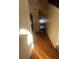 Hallway with hardwood floors leading to a dining room and staircase at 1521 Atami Ct, Wesley Chapel, FL 33544