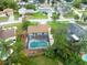 Aerial view of the outdoor screened-in pool with ample room for recreation at 15711 Springmoss Ln, Tampa, FL 33624