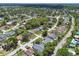 Overhead view of a serene suburban neighborhood featuring verdant tree cover and single-Gathering houses at 15722 Gardenside Ln, Tampa, FL 33624