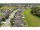 Aerial view of a neighborhood with well-manicured lawns and tidy landscaping at 1827 Trillium Blvd, Brooksville, FL 34604