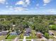 Breathtaking aerial view highlighting the property's lush green surroundings, the neighborhood, and city skyline in the distance at 1914 E Chelsea St, Tampa, FL 33610